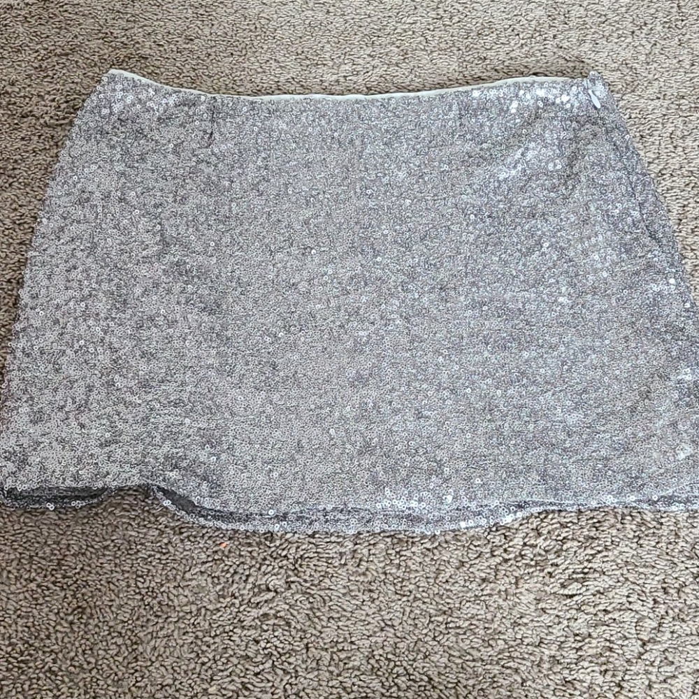 Silver sequins mini skirt